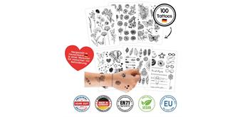 100 Kindertattoos zum Aufkleben – Schwarz/Weiss