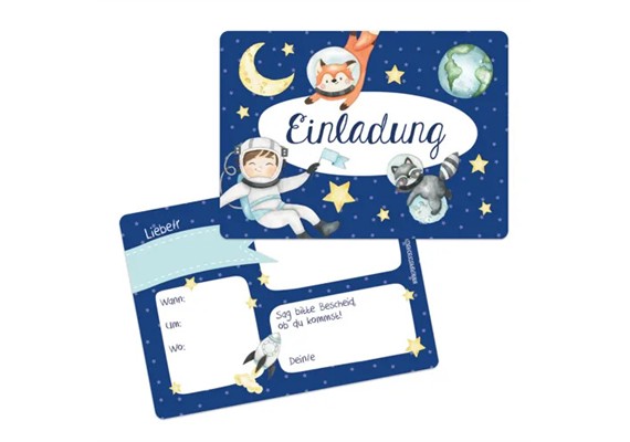12 Einladungskarten zum Geburtstag - Astronaut