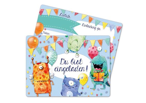 12 Einladungskarten zum Geburtstag – Monster