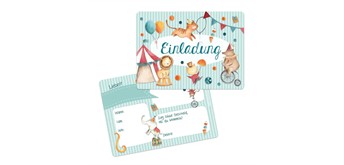 12 Einladungskarten zum Geburtstag - Zirkus