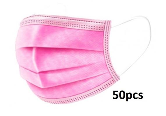 50 Einweg - Mund- und Nasenmaske pink