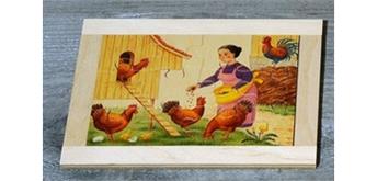 Atelier Fischer 6021 Puzzle Bauernhof 12-teilig Frau mit Hühner
