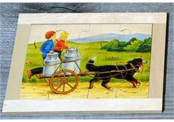 Atelier Fischer 6021 Puzzle Bauernhof 12-teilig Hund mit 2 Kindern