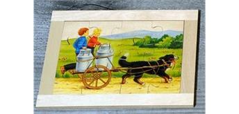 Atelier Fischer 6021 Puzzle Bauernhof 12-teilig Hund mit 2 Kindern