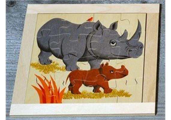 Atelier Fischer 6030 Puzzle Wildtiere 16-teilig- Nashorn