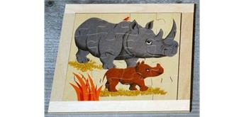 Atelier Fischer 6030 Puzzle Wildtiere 16-teilig- Nashorn