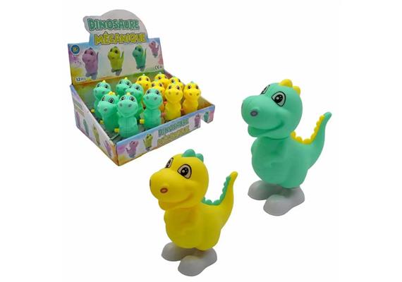 Aufzieh Spielzeug Dinosaurier gelb/grün 12,5 cm 2-fach sortiert