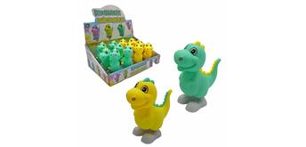 Aufzieh Spielzeug Dinosaurier gelb/grün 12,5 cm 2-fach sortiert