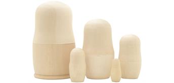 Babuschka Natur unbemalt 5 Stück, 10 cm