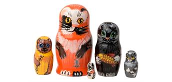 Babuschka Strassenkatzen 5 Stück, 10 cm