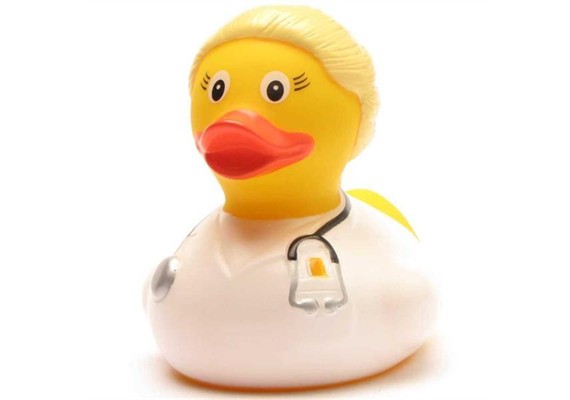 Badeente Ärztin - blond - Gummiente