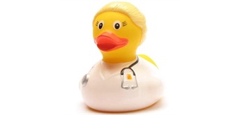 Badeente Ärztin - blond - Gummiente