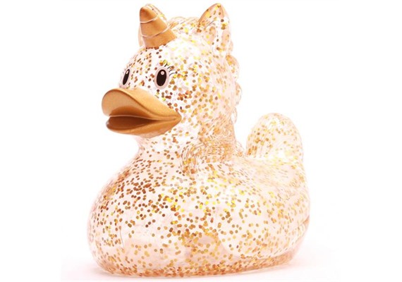 Badeente Einhorn Quietschente Gliter gold