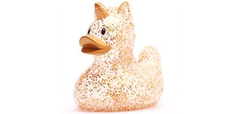 Badeente Einhorn Quietschente Gliter gold
