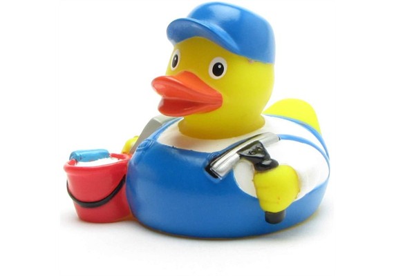 Badeente Fensterputzer - Gummiente