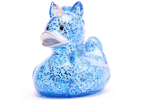 Badeente Glitzer Einhorn blau Quietscheente