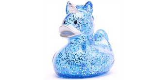 Badeente Glitzer Einhorn blau Quietscheente