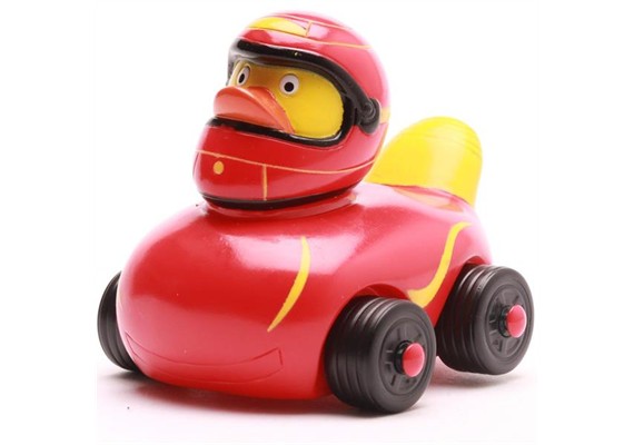 Badeente Gummiente Ducks on Wheels rot