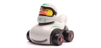 Badeente Gummiente Ducks on Wheels silber