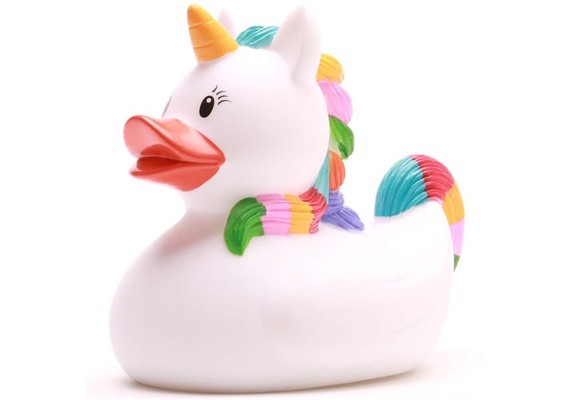 Badeente Gummiente Einhorn weiss Quietscheente