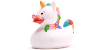 Badeente Gummiente Einhorn weiss Quietscheente