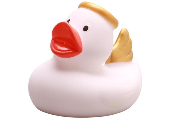 Badeente Gummiente Engel mit goldenen Flügeln
