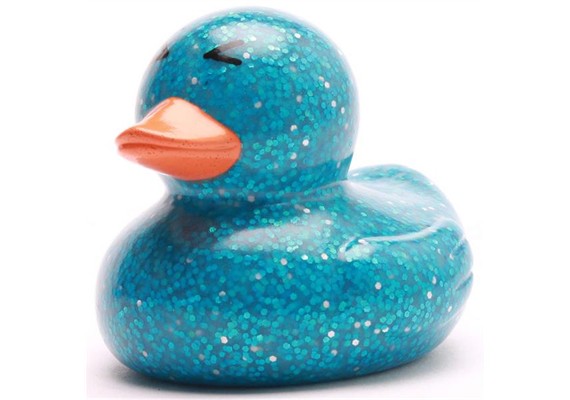Badeente - Gummiente Glitzer blau
