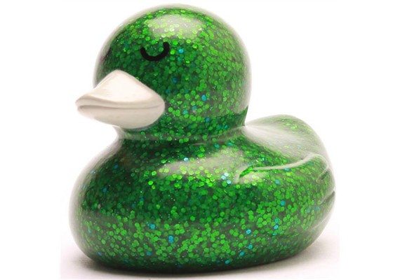 Badeente - Gummiente Glitzer grün