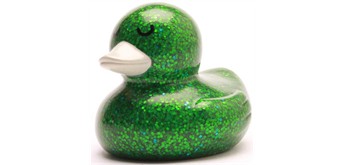 Badeente - Gummiente Glitzer grün