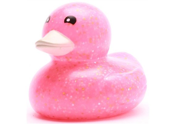 Badeente - Gummiente Glitzer rot