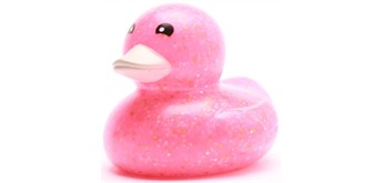 Badeente - Gummiente Glitzer rot