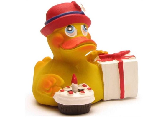 Badeente Gummiente Happy Birthday