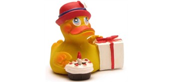 Badeente Gummiente Happy Birthday