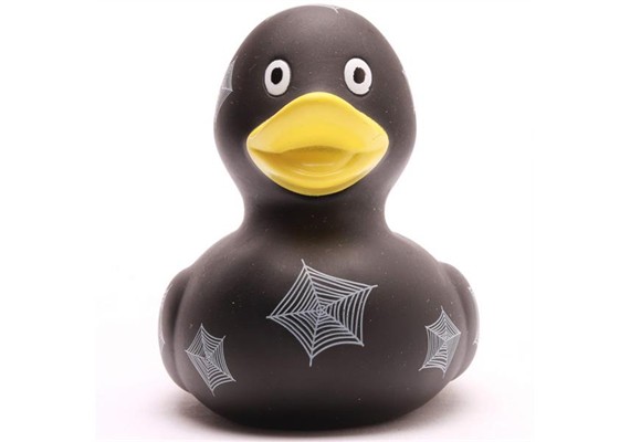 Badeente Gummiente Spinnennetz