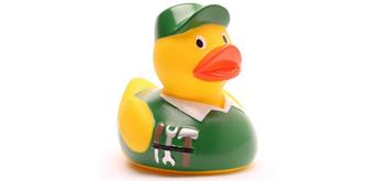 Badeente Hausmeister (grün) - Gummiente
