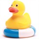 Badeente im Rettungsring - blau