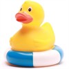 Badeente im Rettungsring - blau