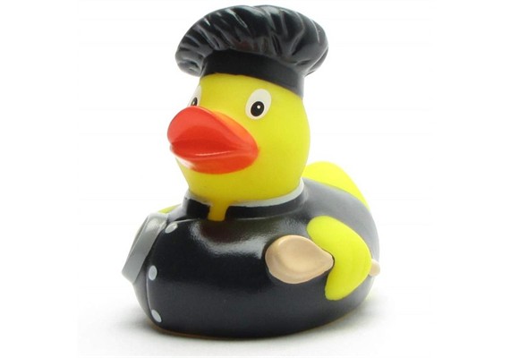 Badeente Koch (schwarz) - Gummiente