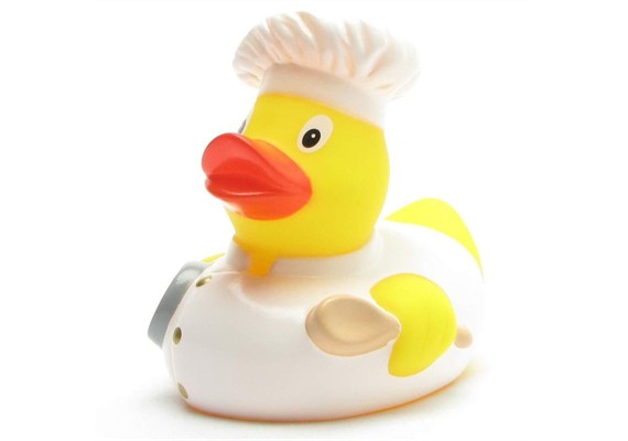 Badeente Koch (weiss) - Gummiente