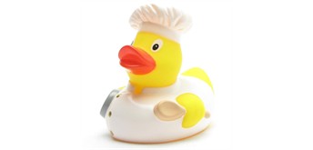 Badeente Koch (weiss) - Gummiente