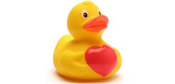 Badeente mit Herz - Gummiente