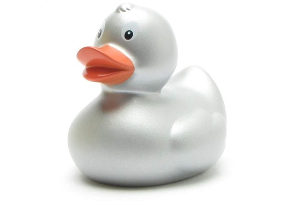 Badeente Quietscheentchen silber 6 cm