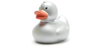 Badeente Quietscheentchen silber 6 cm