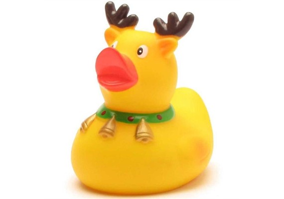 Badeente Rentier mit Glöckchen - Gummiente