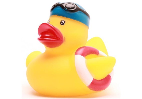 Badeente Schwimmer mit Rettungsring - Gummiente