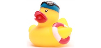 Badeente Schwimmer mit Rettungsring - Gummiente