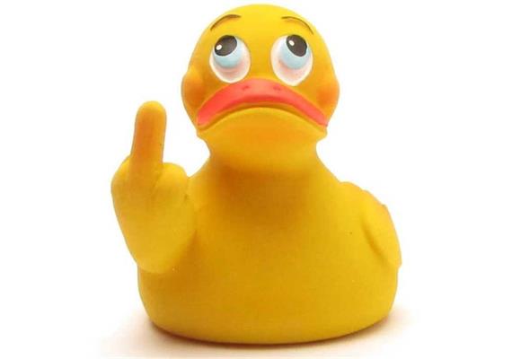 Badeente Stinkefinger "Siggi" - Gummiente