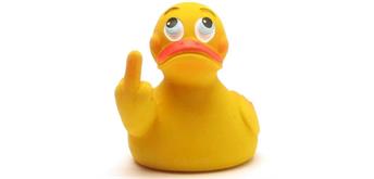 Badeente Stinkefinger "Siggi" - Gummiente