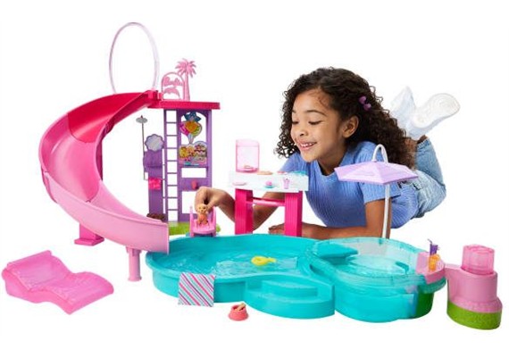 Barbie Traumpool Spielset mit Rutsche und schäumendem Whirlpool