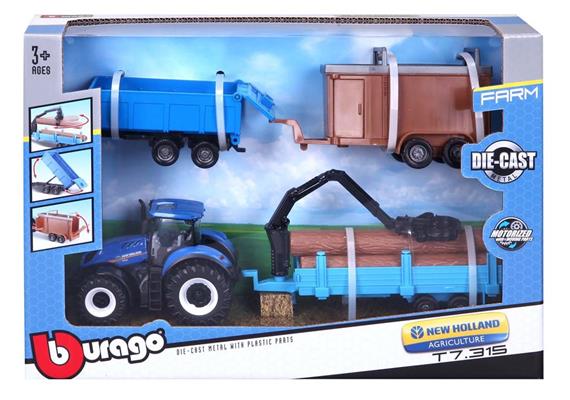 Bburago Traktoren Set New Holland mit 3 Anhänger